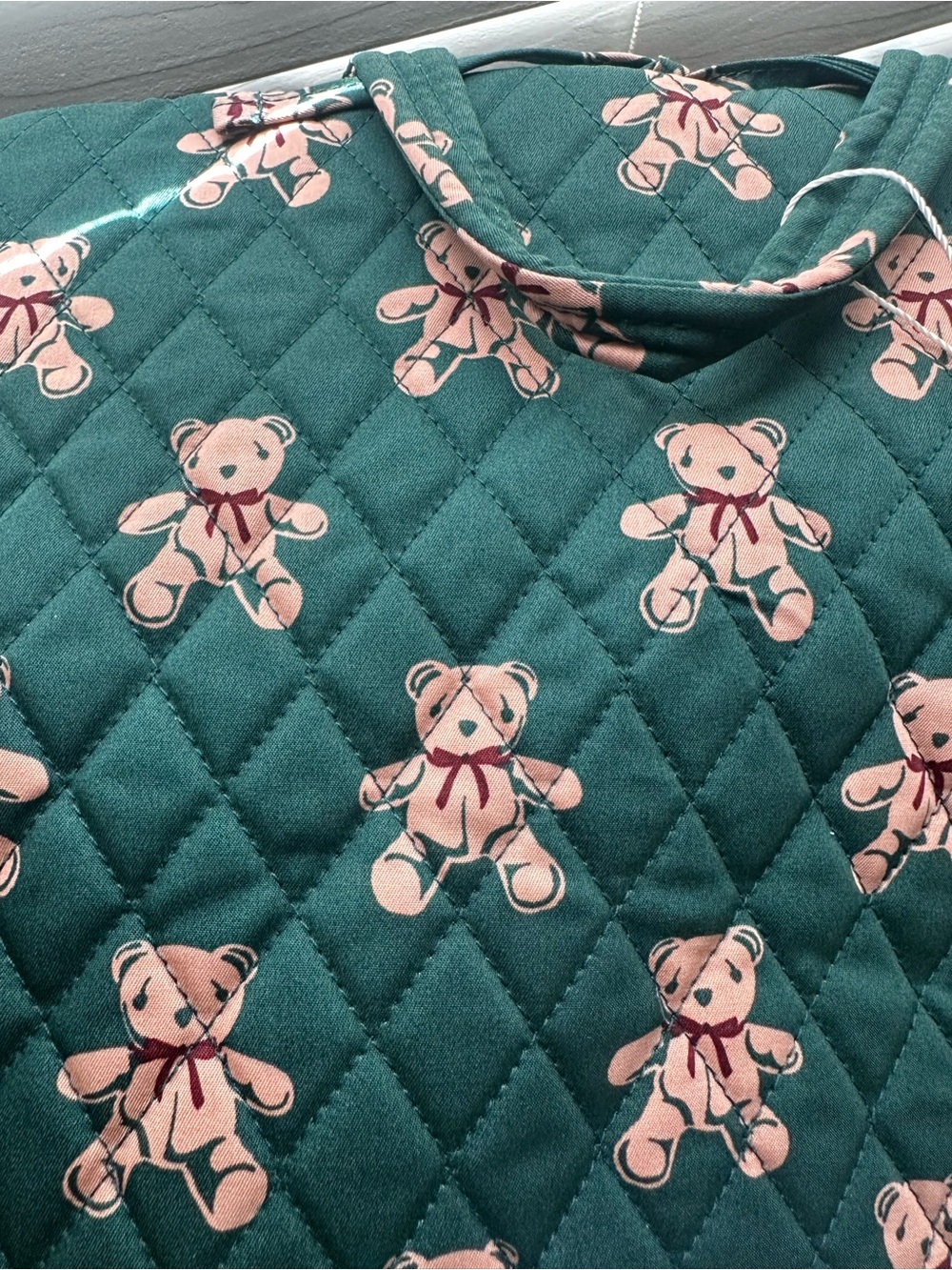 New Vera Bradley Green Teddy Bear Print Travel Tie Bag Organizer - Picture 7 of 7